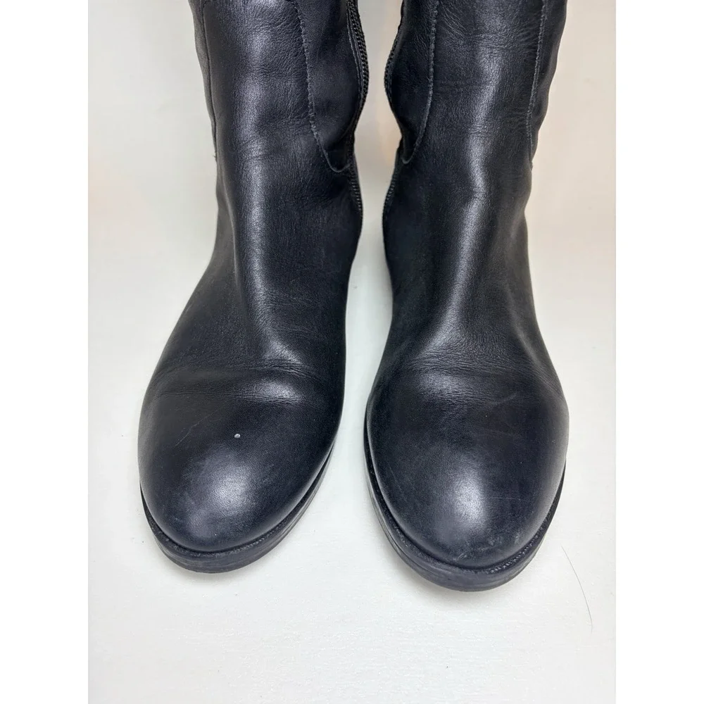 Aldo Aahliyah Black Leather Over The Knee Faux Zip Boots Size 8‎ (Elastic Back)